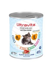 Ultravita Premium Yüksek Proteinli Kuzu Etli Yavru Konserve Kedi Yaş Maması 415gr x 24 Adet