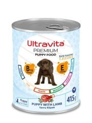Ultravita Premium Yüksek Proteinli Kuzu Etli Konserve Yaş Yavru Köpek Maması 415gr x 24 Adet
