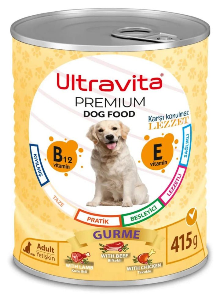Ultravita Premium Yüksek Proteinli Gurme Etli Konserve Yaş Köpek Maması 415gr