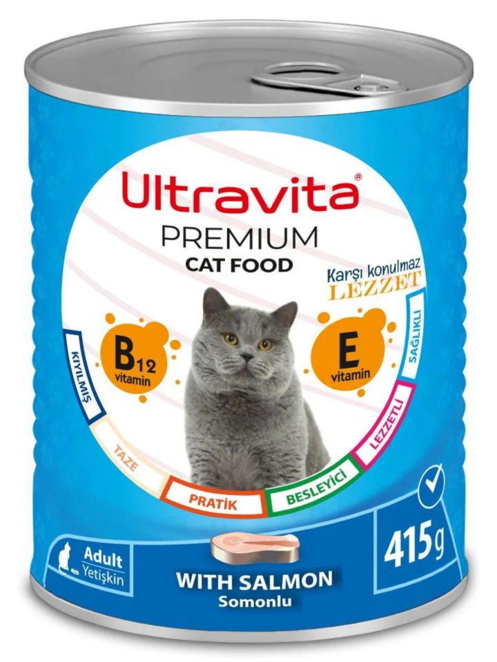 Ultravita Premium Yüksek Proteinli Balık Etli Konserve Yaş Kedi Maması 415gr