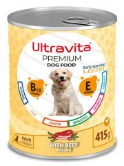 Ultravita Premium Yüksek Proteinli Sığır Etli Konserve Yaş Köpek Maması 415gr X 24 Adet