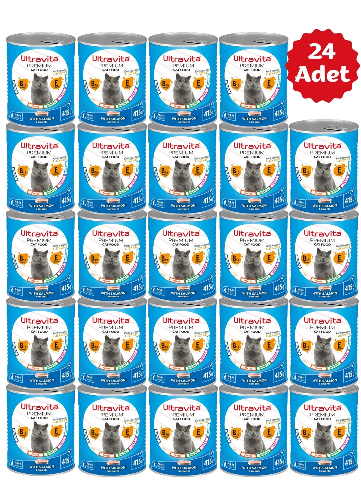 Ultravita Premium Yüksek Proteinli Balık Etli Konserve Yaş Kedi Maması 415gr X 24 Adet