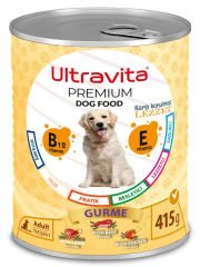 Ultravita Premium Yüksek Proteinli Gurme Etli Konserve Yaş Köpek Maması 415gr X 6 Adet