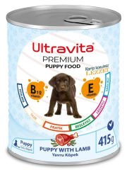 Ultravita Premium Yüksek Proteinli Kuzu Etli Konserve Yaş Yavru Köpek Maması 415gr x 6 Adet