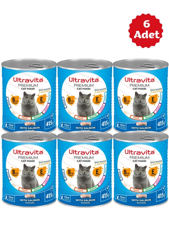 Ultravita Premium Yüksek Proteinli Balık Etli Konserve Yaş Kedi Maması 415gr X 6 Adet
