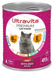 Ultravita Premium Yüksek Proteinli Sığır Etli Konserve Yaş Kedi Maması 415gr x 6 Adet