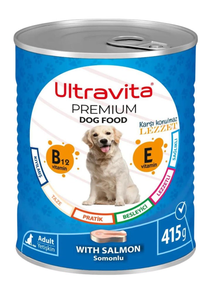 Ultravita Premium Yüksek Proteinli Balık Etli Konserve Yaş Köpek Maması 415gr x 12 Adet