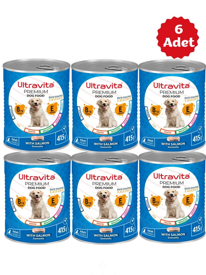 Ultravita Premium Yüksek Proteinli Balık Etli Konserve Yaş Köpek Maması 415gr x 6 Adet