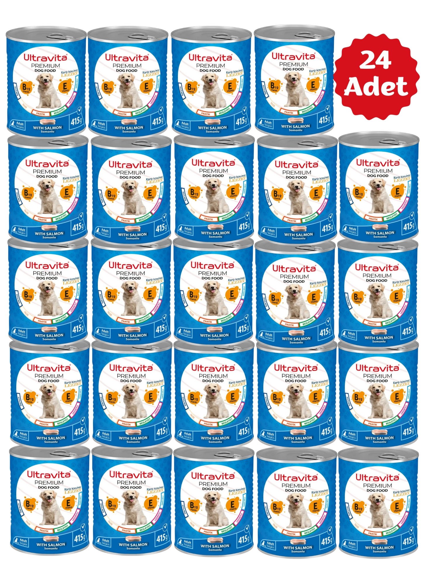 Ultravita Premium Yüksek Proteinli Balık Etli Konserve Yaş Köpek Maması 415gr x 24 Adet